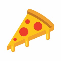 Vector art of a delicious pizza slice with melted cheese, pepperoni, basil, and rich colors on a clean white background Perfect for menus, icons, or food design projects.