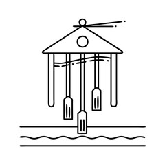 wind chime on beach hut icon, wind chime on beach hut line art - simple line art of wind chime on beach hut, perfect for wind chime on beach hut logos and icons