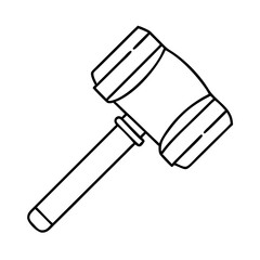 wooden hammer mallet icon, wooden hammer mallet line art - simple line art of wooden hammer mallet, perfect for wooden hammer mallet logos and icons