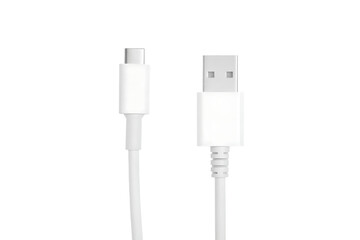 white usb connection adapter cable isolated on white background PNG