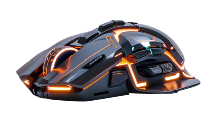 Futuristic Gaming Mouse Orange Accents Sleek Design