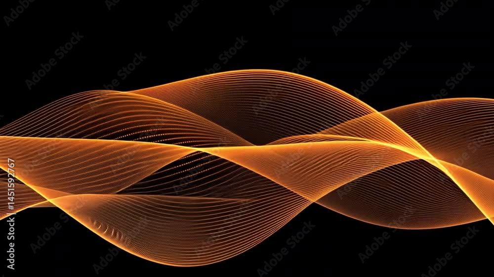 Poster dynamic abstract wave patterns vibrant orange design creating visual energy and movement against bla