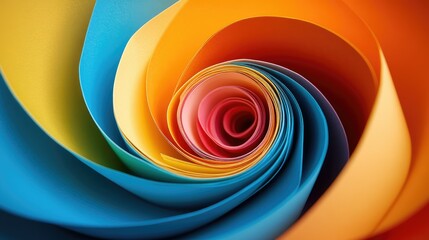 Colorful paper swirls creating a vibrant spiral design