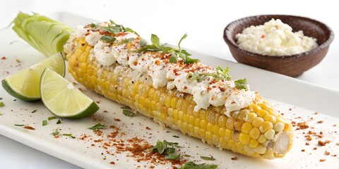 Mexican Elote with Lime and Cotija Cheese