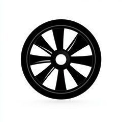 Fototapeta premium Black Circular Design Element with Radiating Spokes on White Background