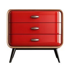 Red three drawer dresser modern design wood legs