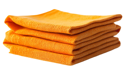 Stack of orange microfiber cloths soft cleaning supplies
