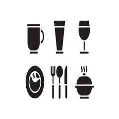 restaurant icons set silhouette