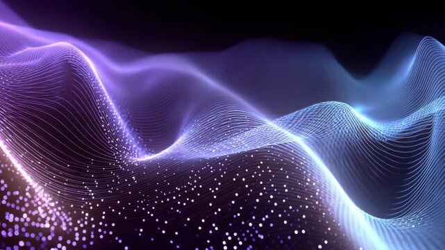 Looped Abstract Tech Wave Puple And Blue, Glitchless Light Flow