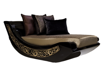 Luxurious curved chaise lounge with ornate details