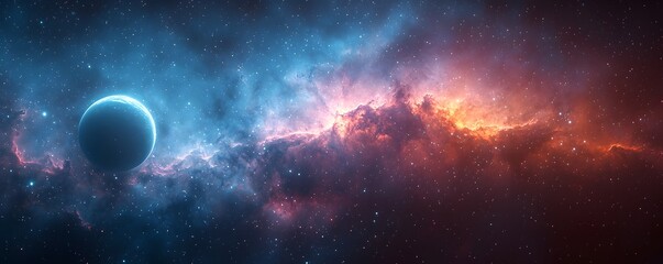 Vibrant cosmic nebula with a mesmerizing palette of colors