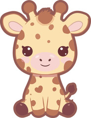 Cute Cartoon Giraffe Vector Illustration – Adorable Baby Animal Clipart