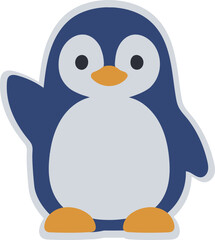 Cute cartoon penguin character in snowy winter wonderland