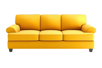 Vibrant yellow three-seater sofa