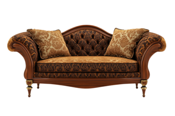 Ornate antique sofa with decorative cushions