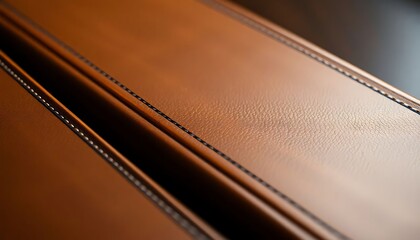 close up of a brown leather drawer