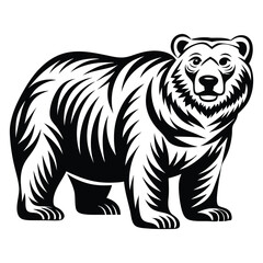 Bear silhouette vector illustration, Cute Bear Vector Illustration with White Background
