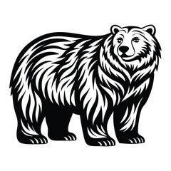 Bear silhouette vector illustration, Cute Bear Vector Illustration with White Background
