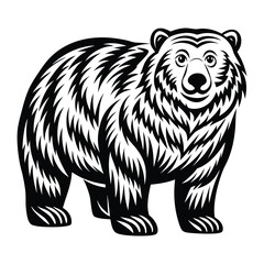 Bear silhouette vector illustration, Cute Bear Vector Illustration with White Background