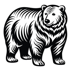 Bear silhouette vector illustration, Cute Bear Vector Illustration with White Background