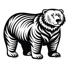 Bear silhouette vector illustration, Cute Bear Vector Illustration with White Background