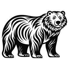 Bear silhouette vector illustration, Cute Bear Vector Illustration with White Background