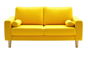 Bright yellow two-seater sofa  Comfortable, modern couch