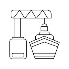 Obraz premium harbor crane lineal icon with white background vector stock illustration