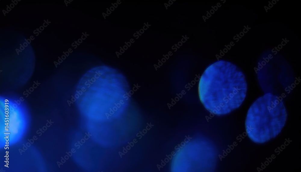 Poster abstract blue bokeh light circles on dark background for new year design, perfect for web design, di