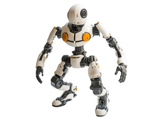 Futuristic Small Toy Robot with Articulated Limbs and Retro Design Perfect for Sci Fi and Tech Illustration Concepts