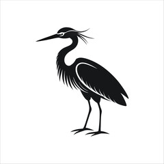 Obraz premium Egret bird icon of silhouette vector illustration on white background