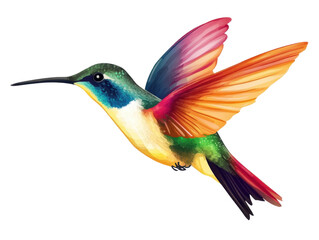 Fototapeta premium Graceful Hummingbird in Mid-Flight with Vibrant Feathers and Rapid Wing Movement for Nature and Wildlife Illustrations