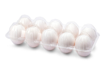 プラスチックパックに入った、10個入りの卵