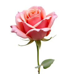 Single Peach Rose Blossom Isolated on Transparent Background