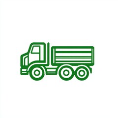 Fototapeta premium Green Line Art Dump Truck Illustration