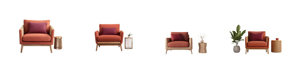 Cozy red velvet armchairs in a modern living room setting.