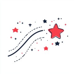 Obraz premium Hand Drawn Red and Navy Blue Shooting Stars on White Background