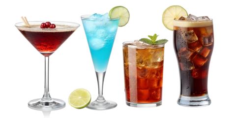 americano appletini blue lagoon jack rose cocktail isolated on white background png