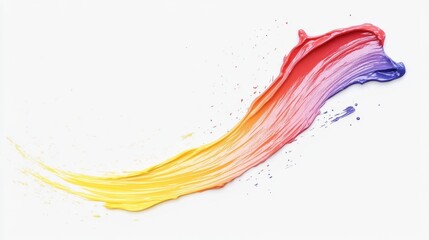 Vibrant paint stroke blending colors from yellow to red against a white backdrop