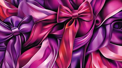 Abstract purple and pink ribbons and bows