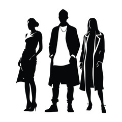 Stylish Silhouette Vector &ndash; Three Fashionable Individuals.
