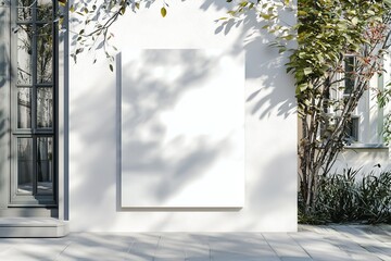 Sunlit Outdoor Vertical Canvas Mockup with Tree Shadow Overlay - Space for Text