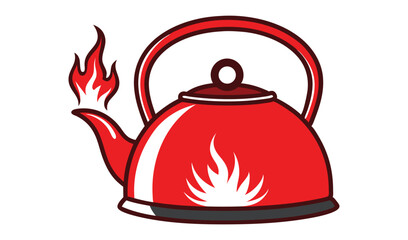 Obraz premium A red ceramic teapot, an old kitchen object for a hot tea drink, is isolated on a white background