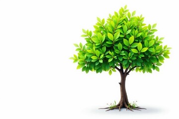 Young tree isolated, showcasing delicate leaves , white background, ecology, vibrant