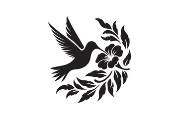 Elegant Hummingbird and Flower Illustration – Nature-Inspired Vector Art.