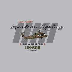 Military-themed vector typography design featuring war equipment like fighter planes, tanks, armored vehicles, and camouflage weapons, with bold text elements that reflect strength, defense, and tacti