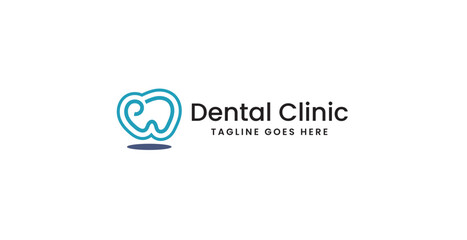 Dental clinic tooth logo design vector illustration.