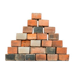 Obraz premium Triangular Formation of Weathered Bricks on Black Backdrop Studio Shot