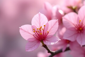 Beautiful pink flower blooming in spring