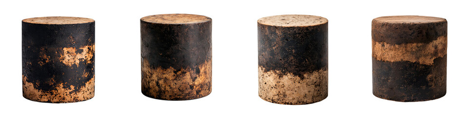 Obraz premium Stacked wooden logs with natural bark texture
